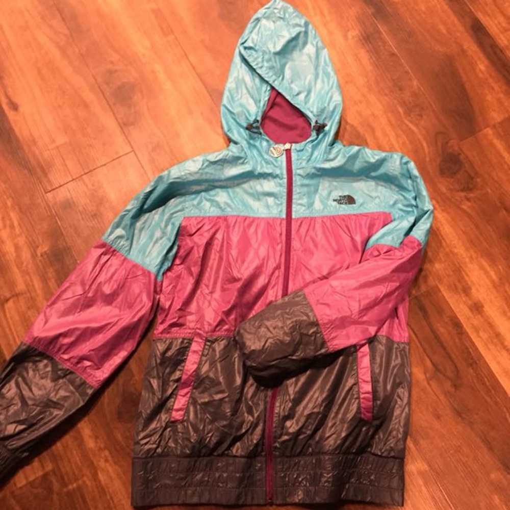 North Face tri color jacket size medium